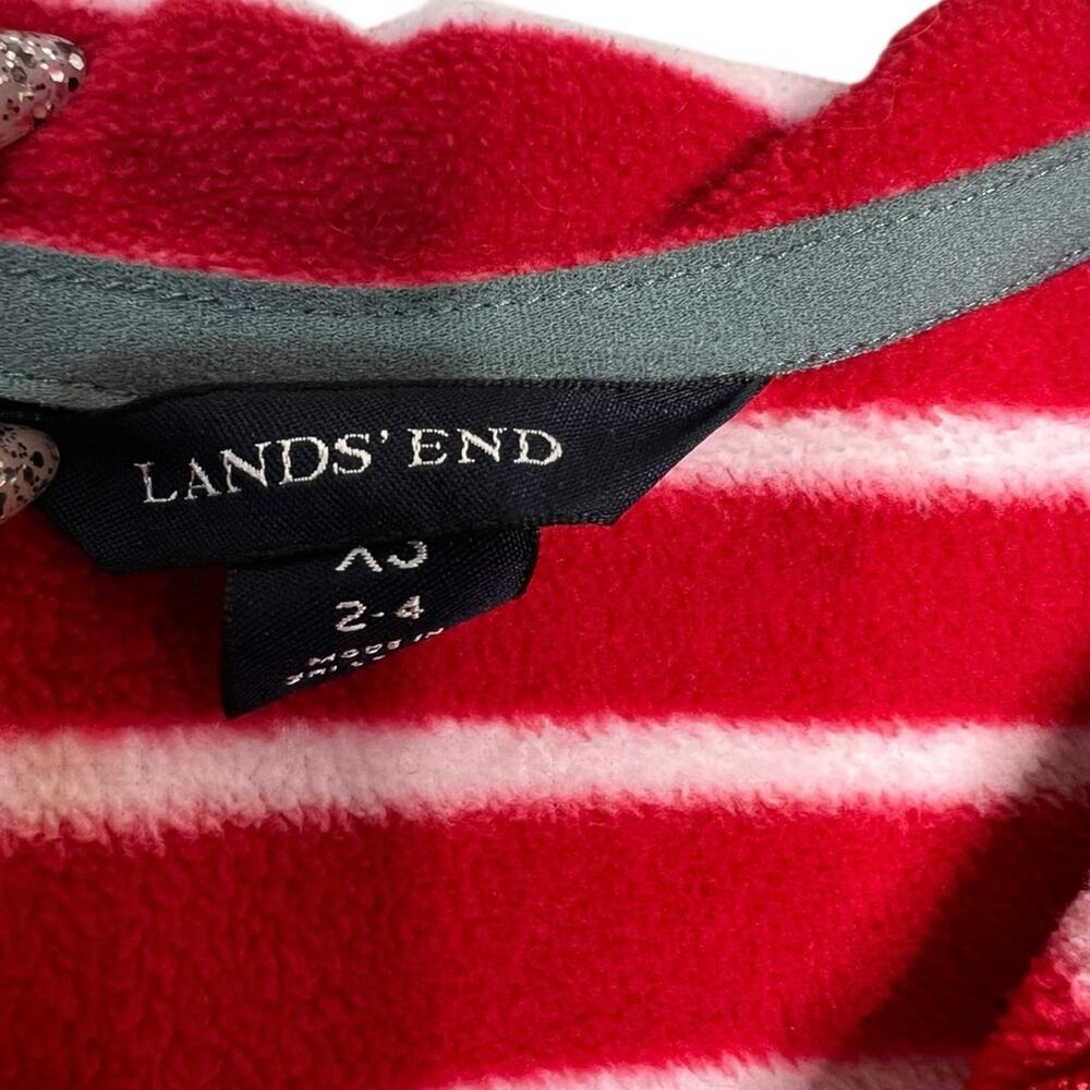 Lands’ End Women’s Red and White Striped Quarter Zip Fleece Sweatshirt Size XS - Picture 3 of 5